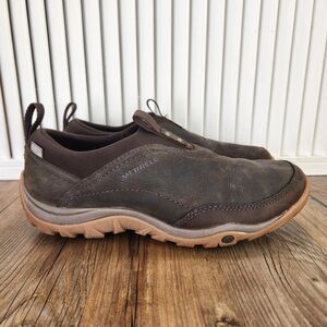 Merrell Murren Bracken Waterproof Loafers Womens Sz 7 Brown Leather Shoes J02180